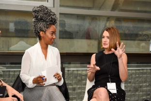 The 2018 Women in the World Canada Summit. Gillian Flynn and Amanda Parris. Photo by Katie Booth.
